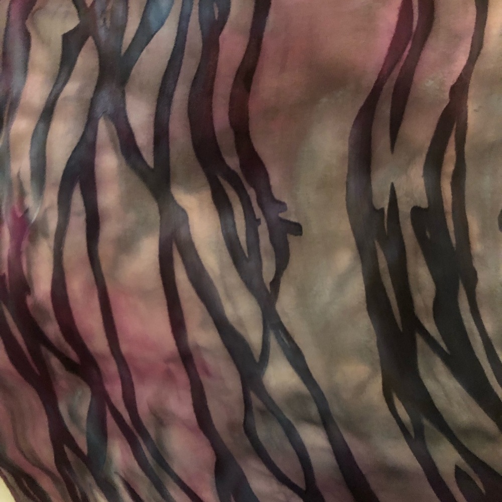 Silk Womens Printed Sheer Midi Scarf - Black and Pink